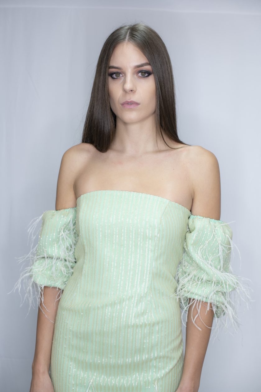 Vestido Bardot pluma - Imagen 3