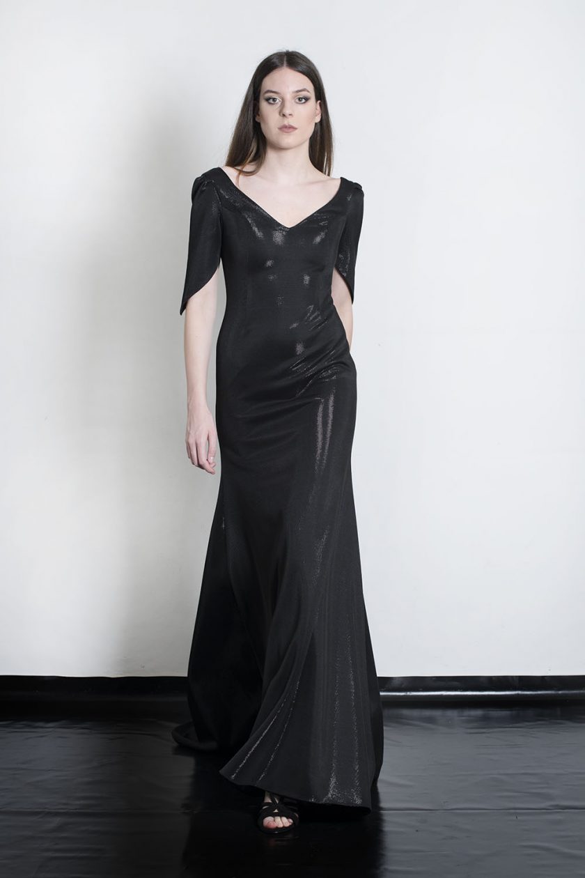 Vestido noche brillo plata