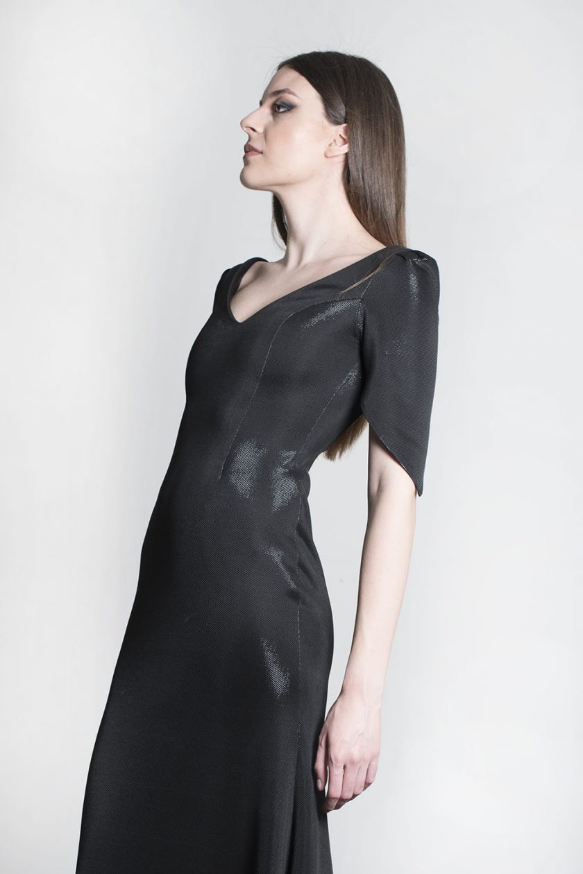 Vestido noche brillo plata - Imagen 3