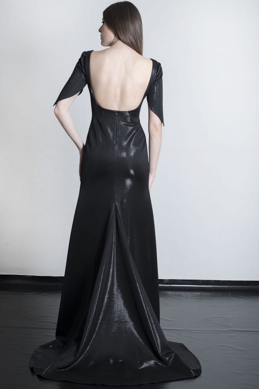 Vestido noche brillo plata - Imagen 2