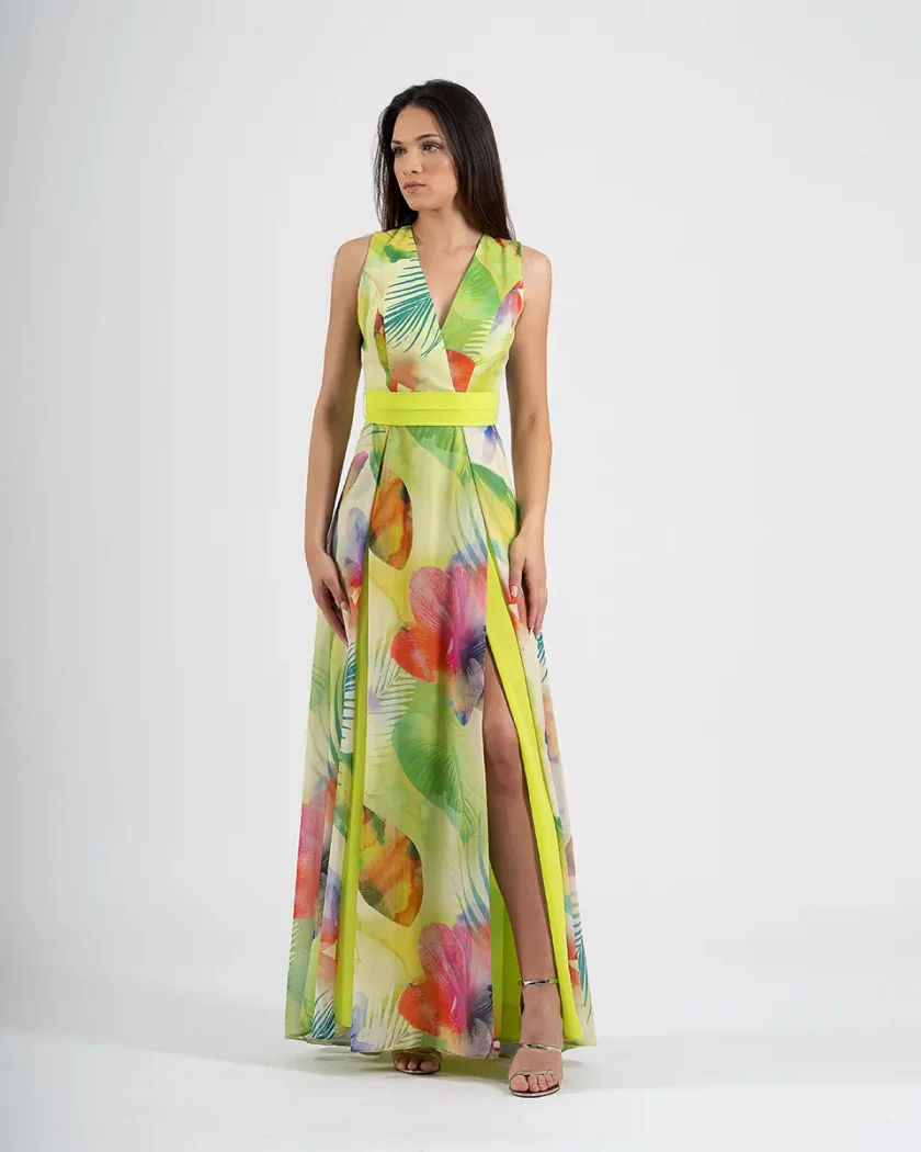 Vestido Largo Gasa Estampada